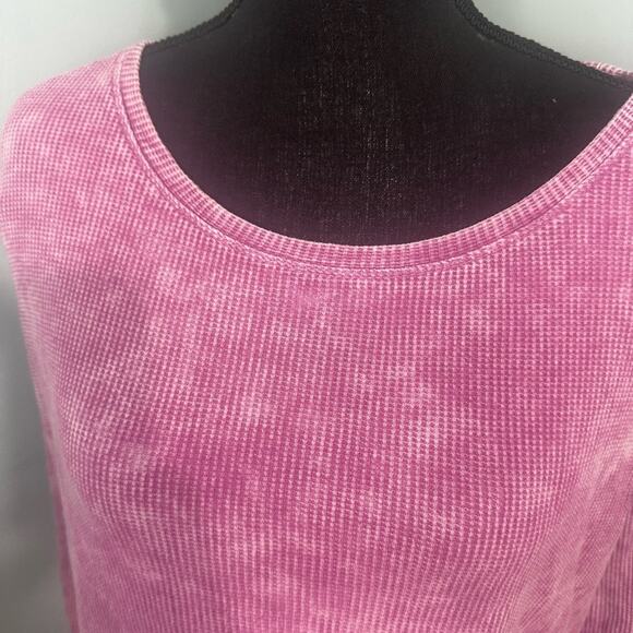 Pilcro Anthropologie Tie-Dye Thermal Top 3/4 Sleeve Petite Pink Women's - Picture 3 of 10